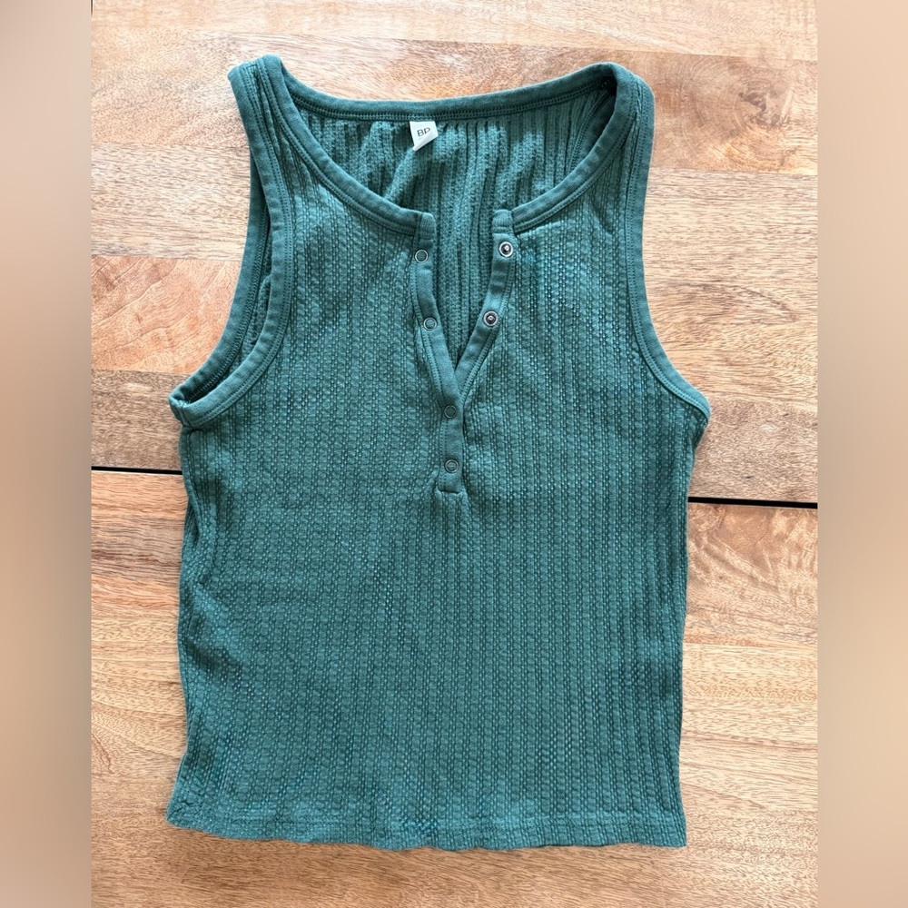 BP Cropped Teal Ribbed Tank Top